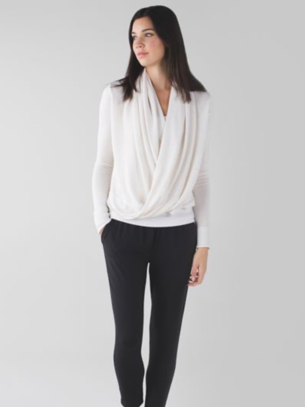 Lululemon Iconic sweater Wrap size 2-4 Cream Open-Front Draped Women's Sweater
